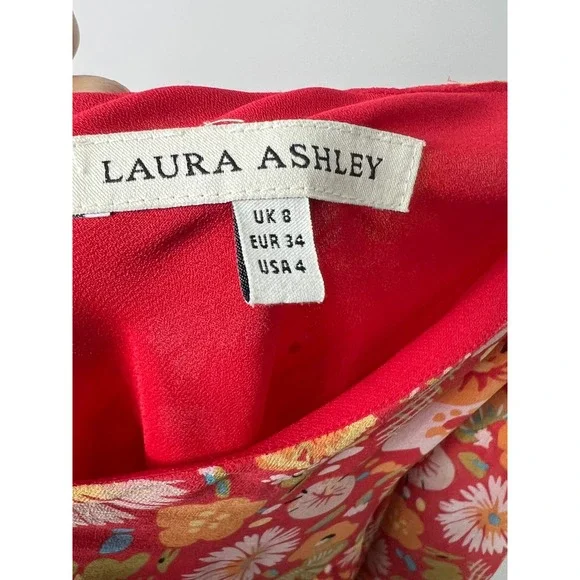 Laura Ashley 100% Silk Floral Tiered Skirt Size 4 - Picture 5 of 6
